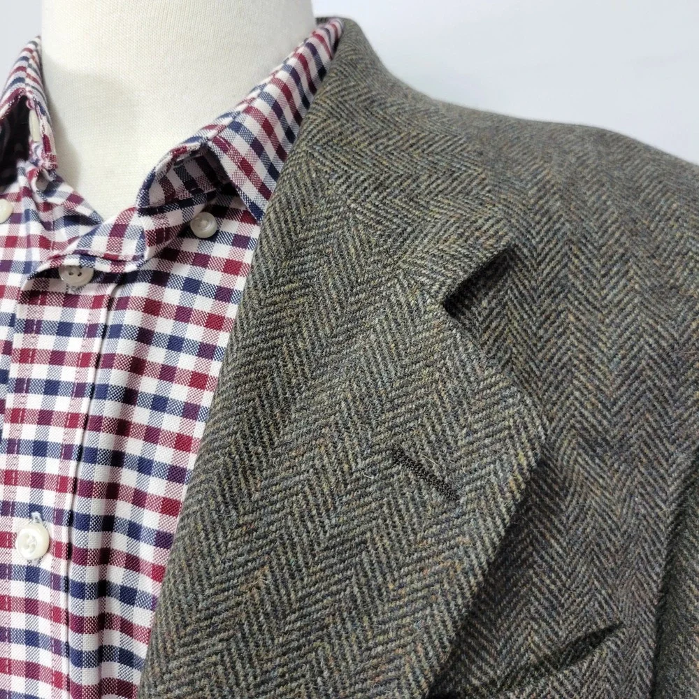 Rivera Collection Men's Tweed Sport Coat Two‎ Button Brown Herringbone about 43R